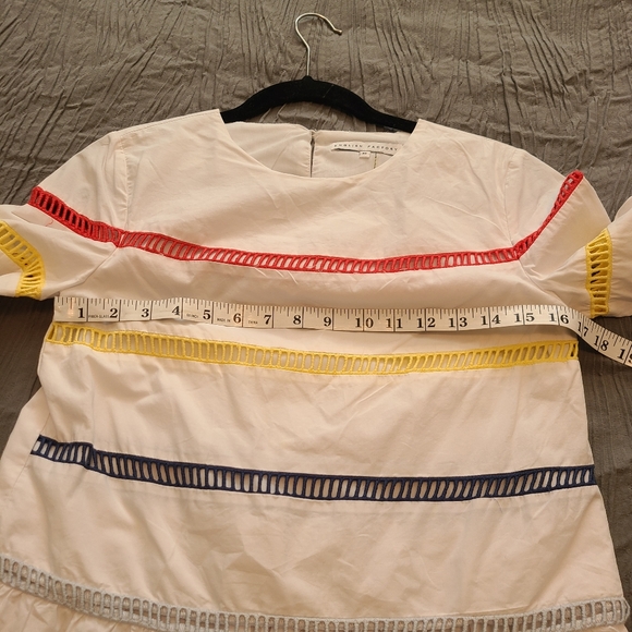 English Factory Chick Women Ladder  Lace 3/4 Sleeves 100% Cotton Shirt Size XS - Picture 6 of 8